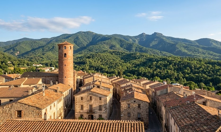 Vista paisajística del entorno natural del Montseny en Sant Pere de Vilamajor, Barcelona
